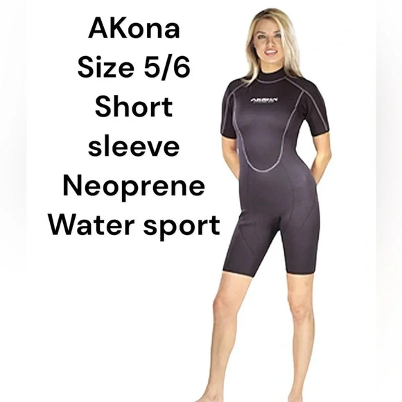 Akona wetsuit,women size  5/6 .Black ,scuba diving , sea doo,surfing ,Neoprene - Picture 1 of 13